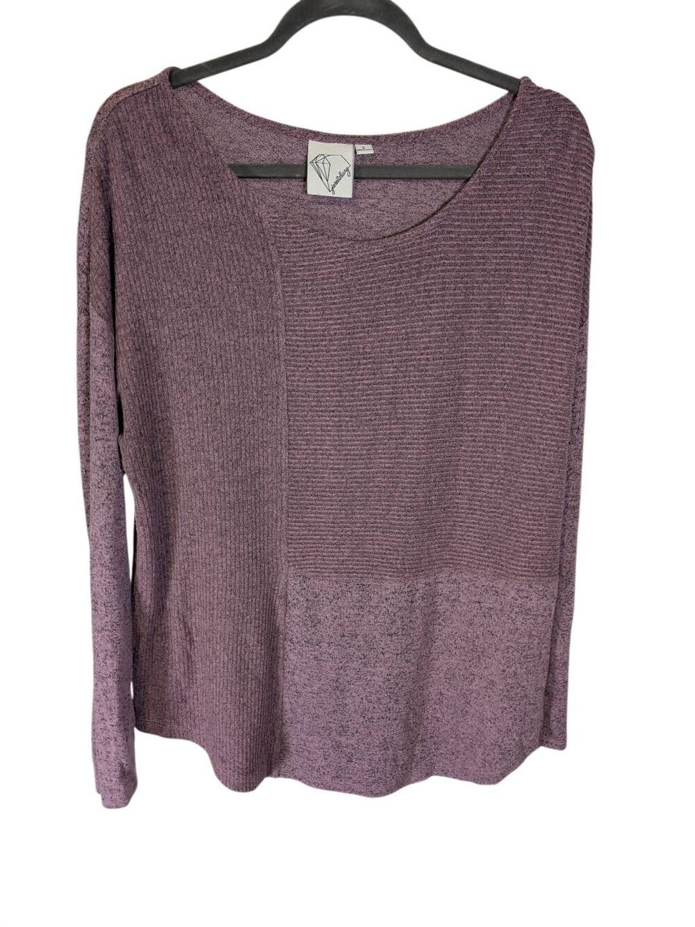 Janet Chung Womens Sweater Ribbed Purple/Burgundy Large